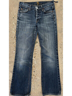7 For All Mankind Button Fly Bootcut Jeans Med Wash 24 Made in USA U1440800-0801
